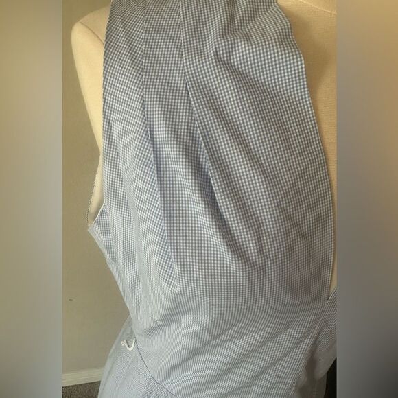 Lela Rose Blue Checker Flower Embroidered Sleeveless Maxi Women's Dress size 10 - Picture 3 of 12